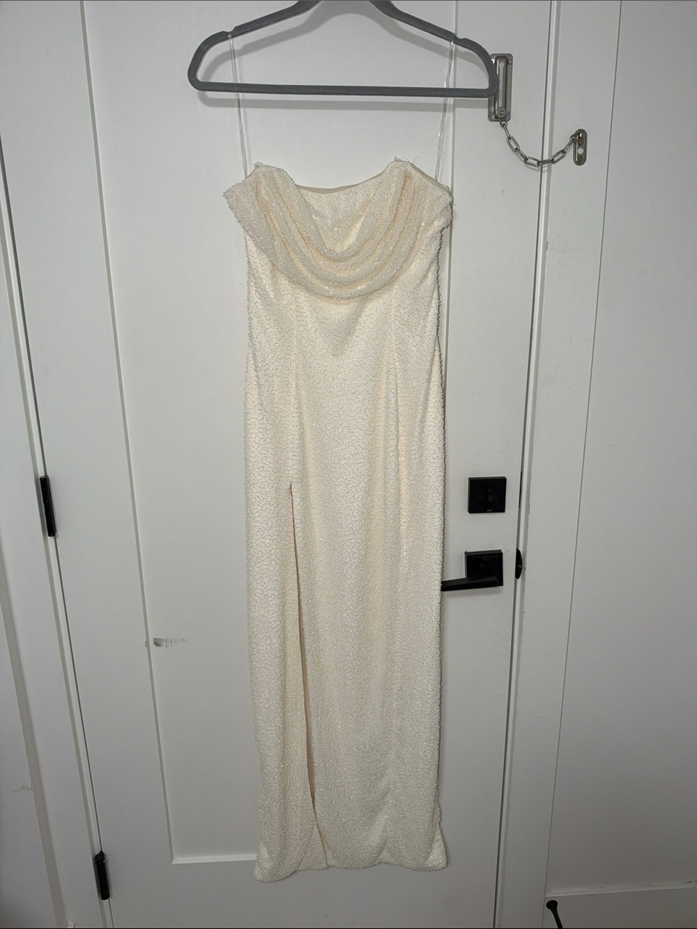 Oh Polly La Rochette Embellished Maxi Dress Ivory NWT US 10 (Not Worn)